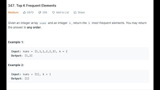 Leetcode#347. Top K Frequent Elements Priority Queue