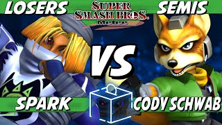 Coinbox 52 - Spark (Sheik) vs Cody Schwab (Fox) Losers Semis - Smash Melee