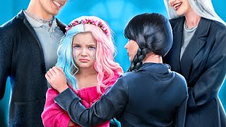 ENID's Family Adopted Wednesday! PINK and BLACK! Wednesday Addams vs Enid! - Part 2