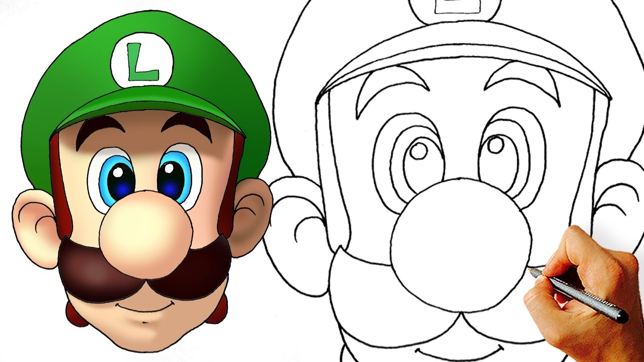 How To Draw Luigi (Super Mario) Kids Art Lesson - YouTube