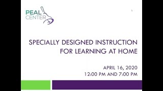 Specially Designed Instruction (SDI) while Learning from Home