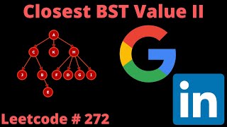 CLOSEST BINARY SEARCH TREE VALUE II | LEETCODE # 272 | PYTHON SOLUTION