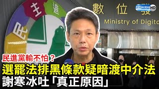 民進黨輸不怕？　選罷法排黑條款疑暗渡中介法　謝寒冰吐「真正原因」 @ChinaTimes