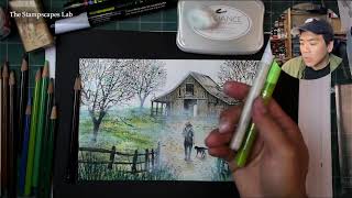 Stampscapes Lab Live: No Sky Colored Pencil Piece