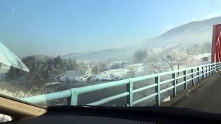 ドライブ風景　2012.1.13　霧氷　国道117号　飯山市　千曲川