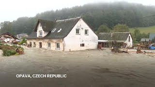 Firefighters carry out rescues in eastern Czech Republic after major flooding follows torrential rai