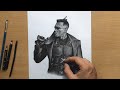 Charcoal Pencil Drawing of Blade