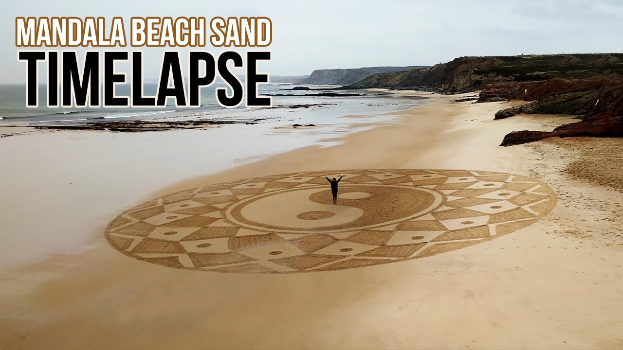 Yin Yang Mandala Beach Sand Art Timelapse Baleal Peniche Portugal