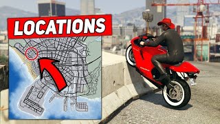 TOP 50 MOTORCYCLE STUNT SPOTS FOR BEGINNERS (\u0026 Pros) + Locations! | GTA 5 Stunts