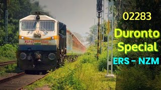 02283 ERS - NZM Duronto special express furiously skipping Suravali | Konkan railway electrification