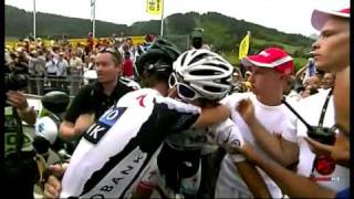 TDF 2009 Stage 17 finish and Frank's podium