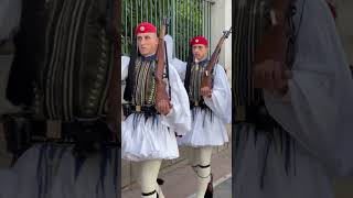 Evzones going back to their barracks after changing of the guards #shorts #evzones #greece #soldiers