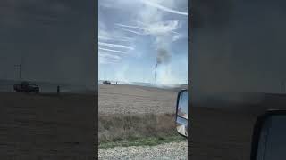 Windmill goes up in flames and burns farmers field #shorts #fire #insurance