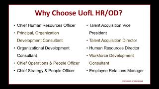 University of Louisville M.S. Human Resources and Organization Development Overview