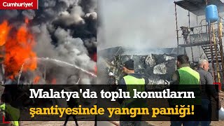 Malatya'da toplu konutların şantiyesinde yangın paniği!