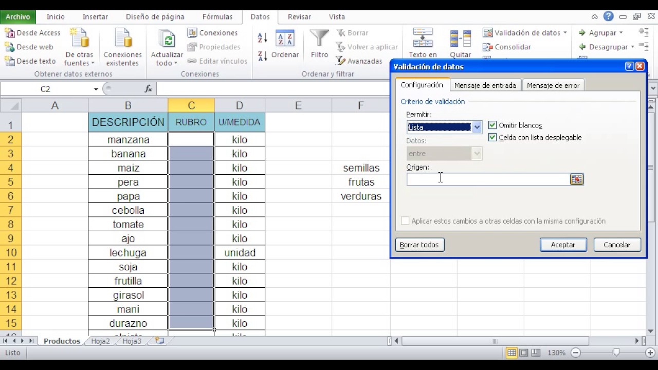 Crear Una Lista. Lista Desplegable En Excel - YouTube