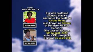 Justina Henry ~ Short Obituary