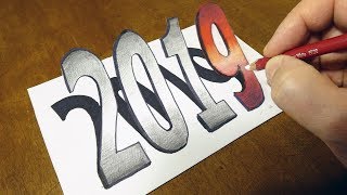Happy New Year 2019 - Drawing 3D Number 2019 - Trick Art with Vamos