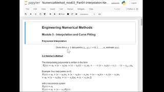3.2 - Interpolation using Newton's Method - General Formulation in Python