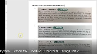 Python - Lesson #17 - Module 3 Chapter 8 - Strings Part 2