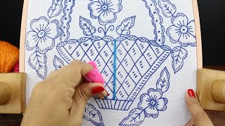 BORDADO FANTASÍA PUNTADA PARA CANASTA DE FLORES | HAND EMBROIDERY EASY STITCH