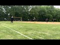 pitcher sophia riccio makes a diving toss to home to get the force out at home