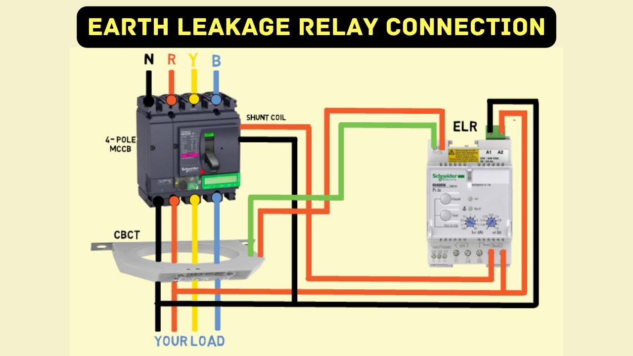 Earth Leakage Relay Connection Diagram || How To Wire Elr With Cbct ...