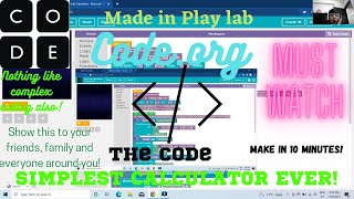 Coding a calculator in Code.org! | SIMPLEST CALCULATOR EVER | MADE IN PLAY LAB | Made In India 🟧⬜🔵⬜🟩
