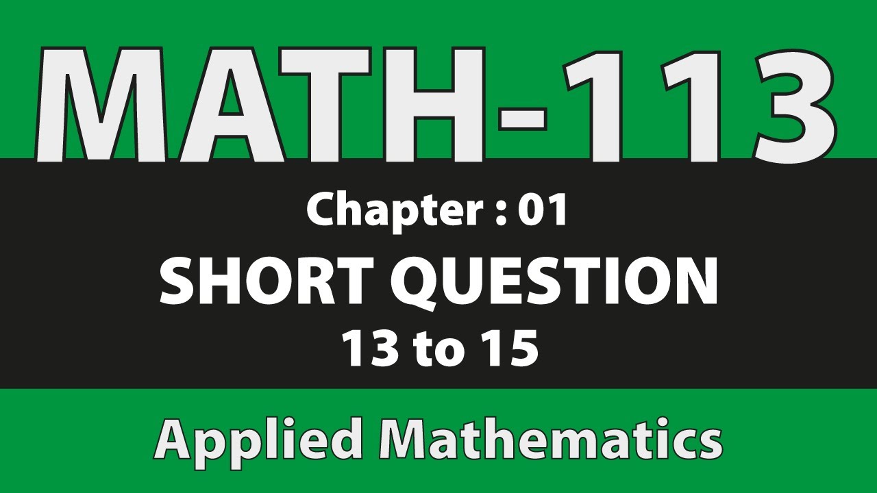 DAE Math 113|| 1st Year || Applied Mathematics- 113||Chapter 1 ||Short ...