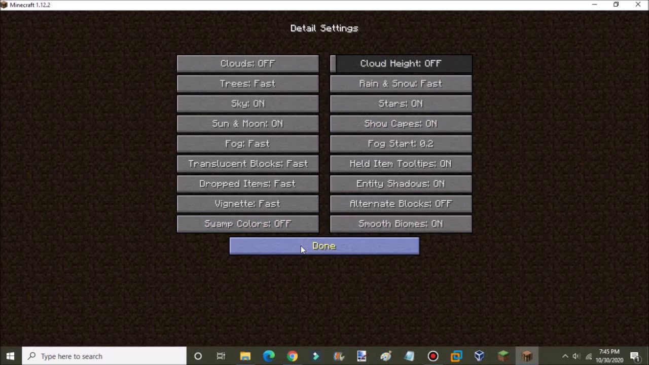 Best Minecraft Video Settings For 1.12.2 (FPS Tweak Guide) - YouTube