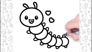 🐛Easy Caterpillar Drawing Step by Step | Easy Drawings For Kids💕