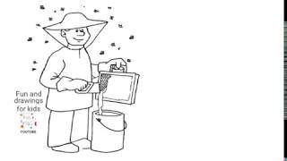 How to draw a beekeeper for children