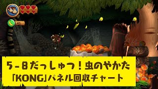 【ドンキーコング リターンズ HD】5-8 だっしゅつ！虫のやかた【KONGパネル回収チャート＆ピースの場所】