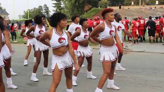 2019 WSSU RED SEA of Sound and Cheerleaders, and students, Bringing it