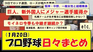 (１月２０日) プロ野球 日々まとめ