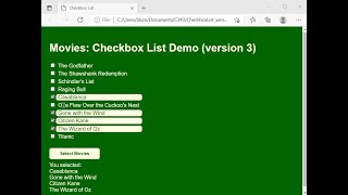 HTML CSS JavaScript Demo: Checkboxes -- Version 3