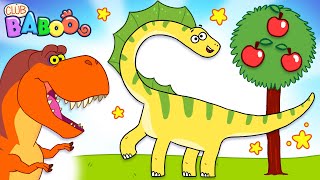 Dinosaurs with a long neck eats apples | Club Baboo's Little Crane builds a dinosaur