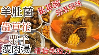 【羊肚菌 蟲草花 栗子 瘦肉 湯】秋冬靚湯食療 | 豐富氨基酸 | 增強免疫力 | 補肝益肺 | 降三高 | 超香菇味濃郁