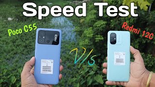 Poco C55 Vs Redmi 12C Speed Test comparison