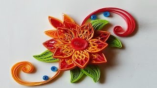 quilling flowers | how to make flowers with paper step by step I Quilling orange/red Flower