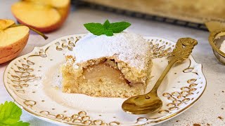 apple pie with apple halves on shortcrust pastry