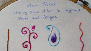 Tutorial/stem stitch/use of stem stitch in different shapes for beginners#creative #stitches