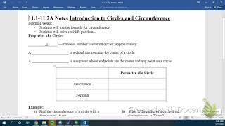 Geometry 11.1A Notes