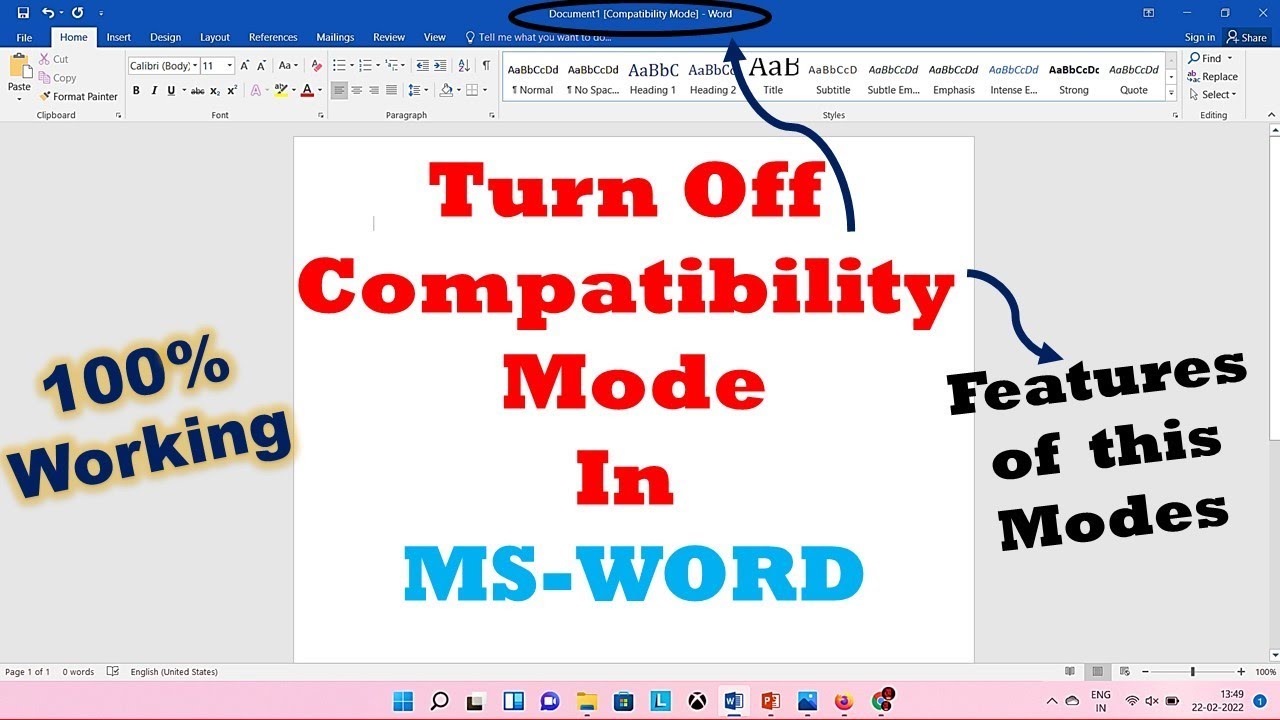 How To Turn Off Compatibility Mode In Word Windows 10 || Word, Excel ...