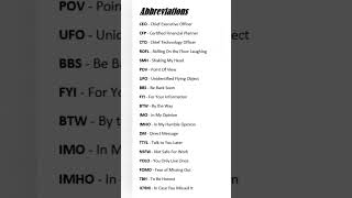 Common Abbreviations You Should Know! | FYI | BTW | CEO