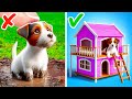 Construí una habitación en miniatura para mi perro 🐶💖 *Manualidades fáciles para dueños de mascotas*