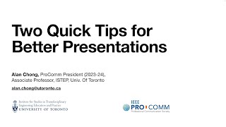 Two Quick Tips for Better Presentations by Professor Alan Chong