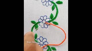 Border Embroidery!!! Simple Floral Border for Dress Kurti  Hand Embroidery Work #embroidery