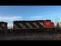 london to paris ontario local train. 4 axle cn locomotives 9547 4116 4730. both directions.