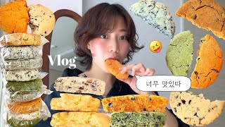 [vlog] 브이로그는 아니고 30분동안 라미쿠키 먹는 사람🥸 | 빵어니스타라미쿠키| 황치즈초코칩,넛츠초코칩,말차초코칩,옥수수라미쿠키,김라미쿠키